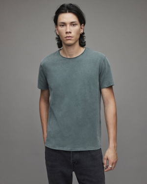 Allsaints Bodega Crew Men's T Shirts Green | DFSHKG137