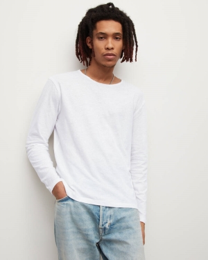 Allsaints Figure Long Sleeve Crew Men's T Shirts White | MEZIKP917