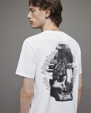 Allsaints Quill Crew Men's T Shirts White | FSNDWL215