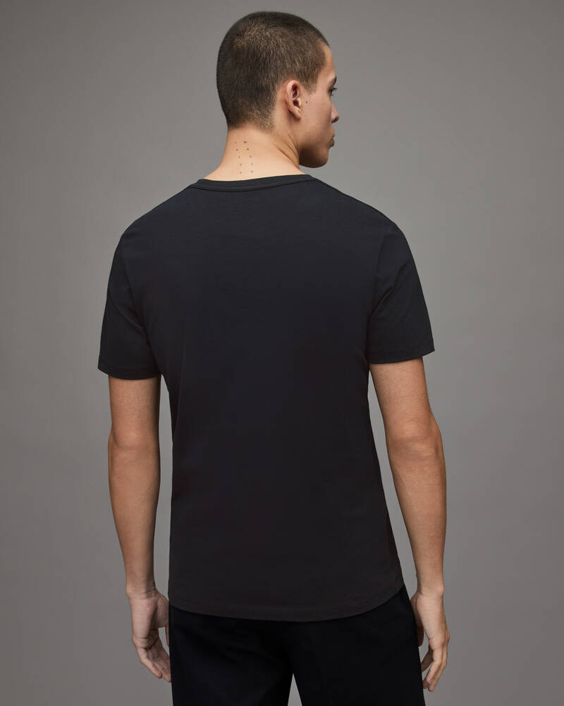 Allsaints Brace Crew Brushed Cotton Men's T Shirts Black | CPJMEK837