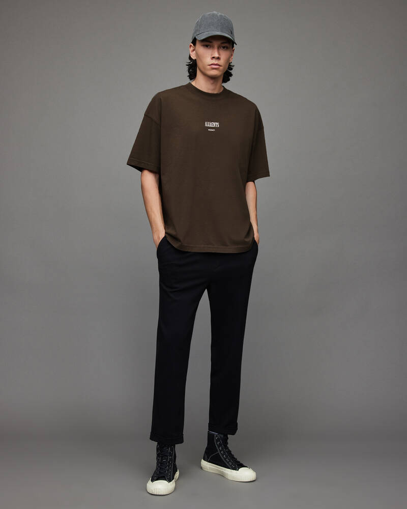 Allsaints Burman Crew Men's T Shirts Brown | PUZWXT804