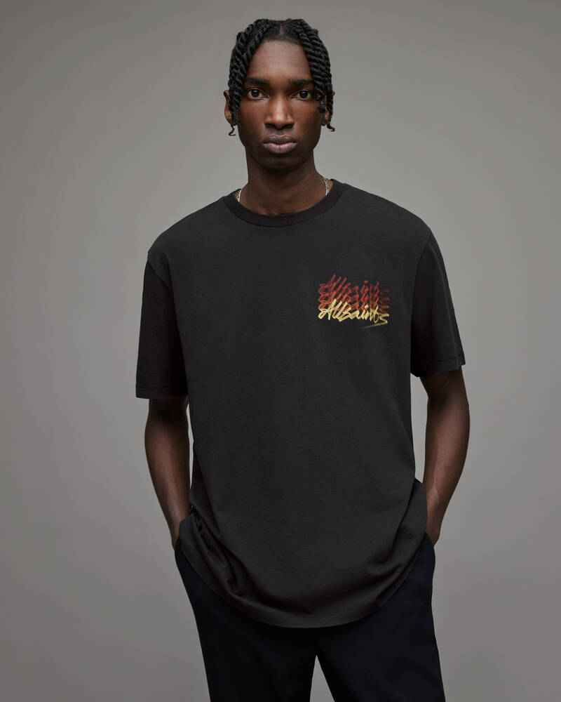 Allsaints Cursive Crew Men's T Shirts Black | APNBDW350