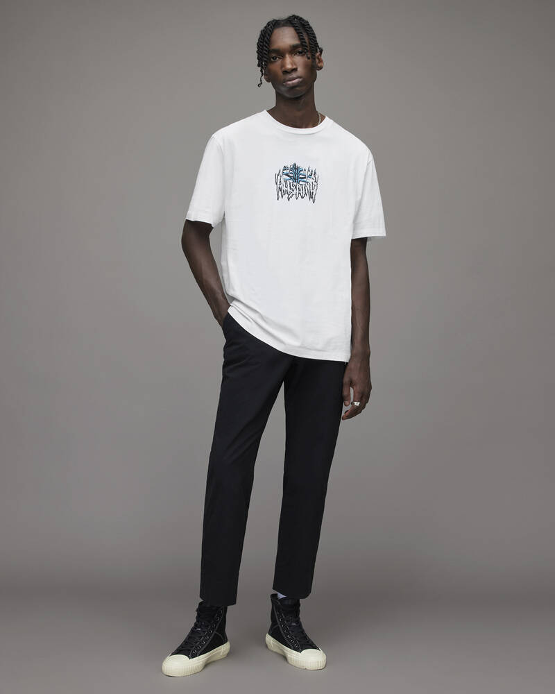 Allsaints Ript Crew Men's T Shirts White | CQWHEU718