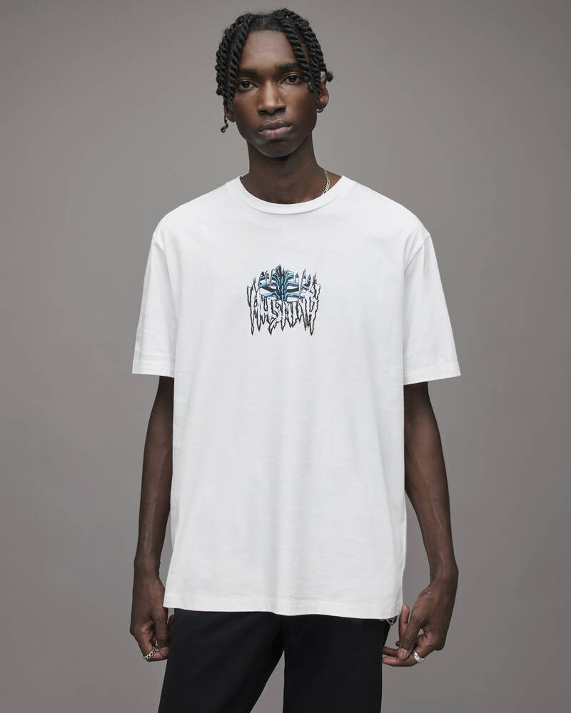 Allsaints Ript Crew Men's T Shirts White | CQWHEU718