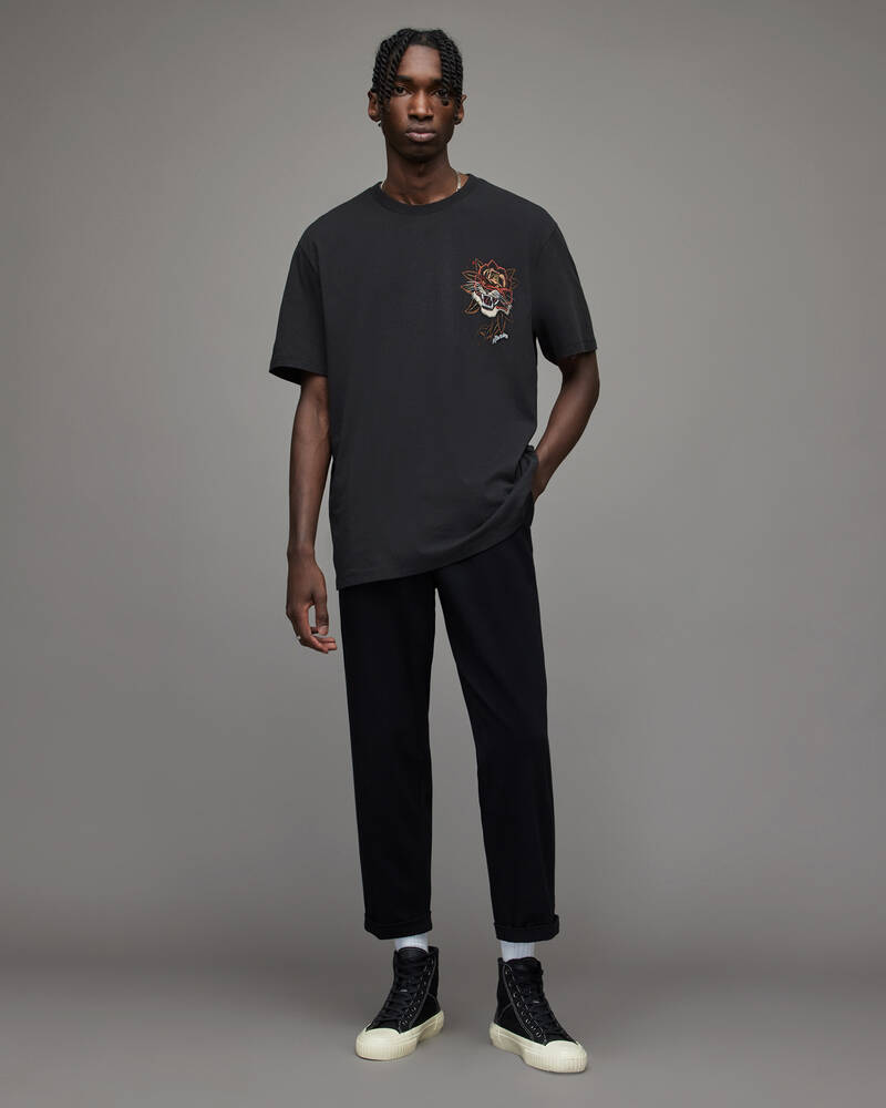 Allsaints Tiger Rose Crew Men's T Shirts Black | CPZMKV029