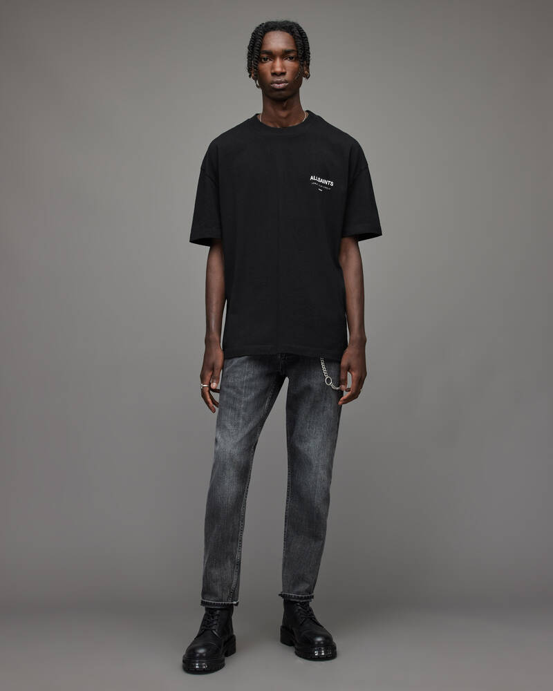 Allsaints Underground Crew Men's T Shirts Black | DMIPER273