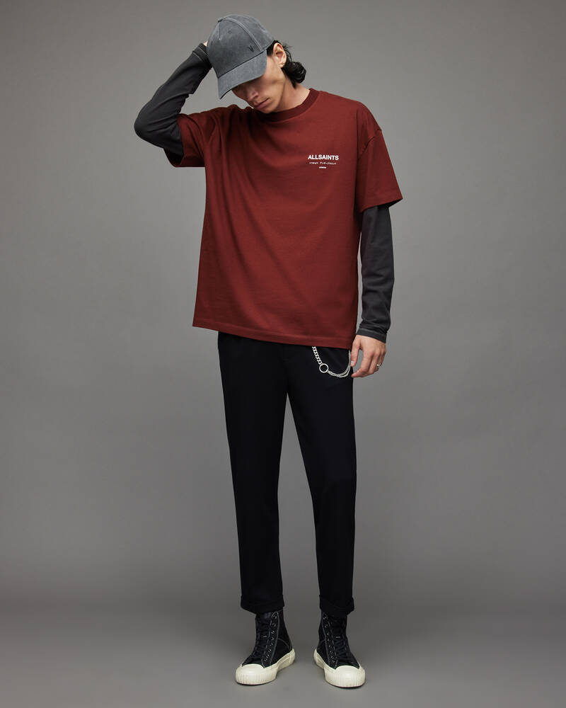 Allsaints Underground Crew Men's T Shirts Red | PTNHJO260